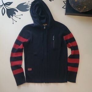 RSD Black Hoodie with Red Striped Sleeves